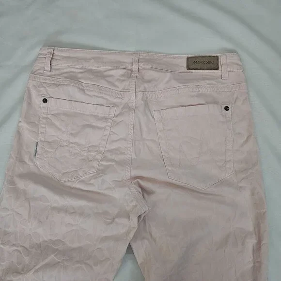 Marc Cain Light Pink Embossed Floral Pattern Slim Fit Pants Women's Size N5/US10 - Picture 6 of 16